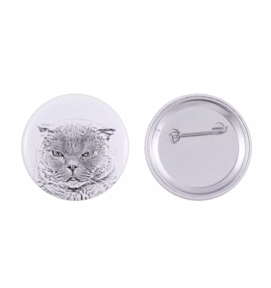 Szkocki zwisłouchy przypinka z kotem duża Art-Dog