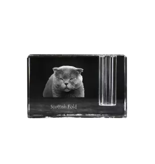 Schottische Falte - Stifthalter, Kristallorganizer mit Katzenfoto, einzigartige Schreibtischdekoration der Marke Art-Dog