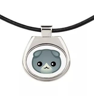 Fold écossais - collier pendentif avec une illustration sur une chaîne en cuir de la marque Art-Dog