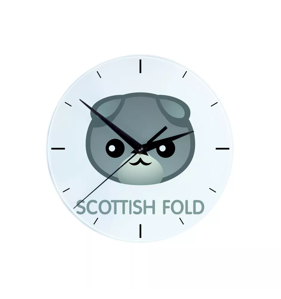 Fold écossais - horloge MDF avec graphisme et logo de la marque Art-Dog