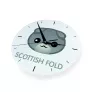 Scottish Fold - MDF clock with graphics and the Art-Dog brand name