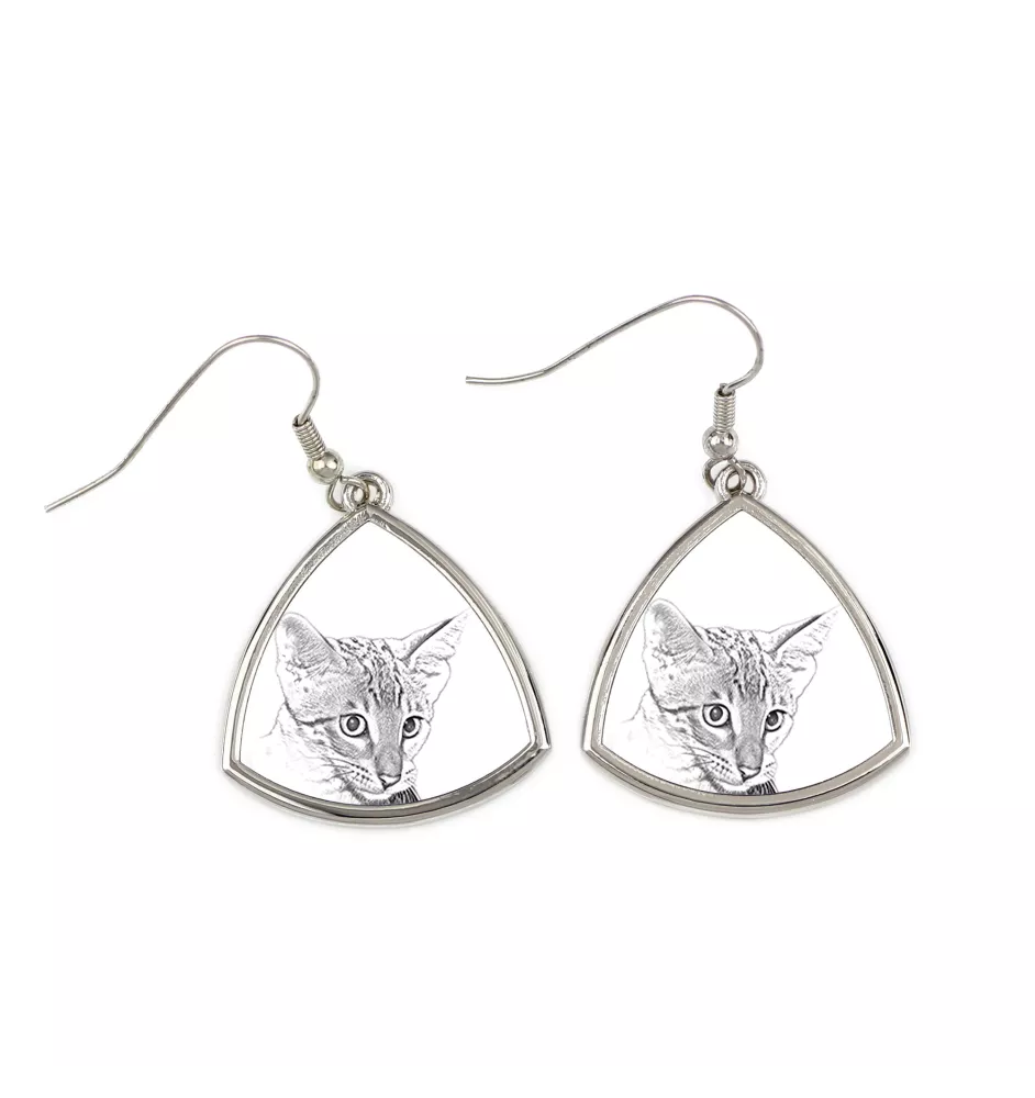 Savannah - boucles d'oreilles avec un chat, boucles d'oreilles pendantes avec une image, bijoux personnalisés avec l'impression de la marque Art-Dog