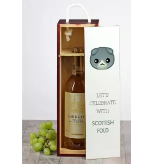 Schottische Falte - Weinkiste mit Grafik und Aufschrift der Marke Art-Dog