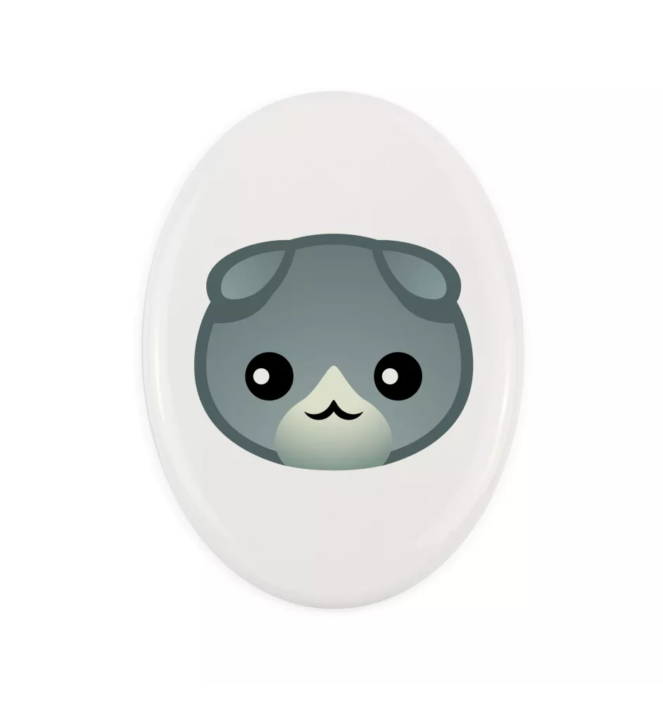 Schottische Falte - Grabplatte aus Keramik mit Grafik und Schriftzug der Marke Art-Dog