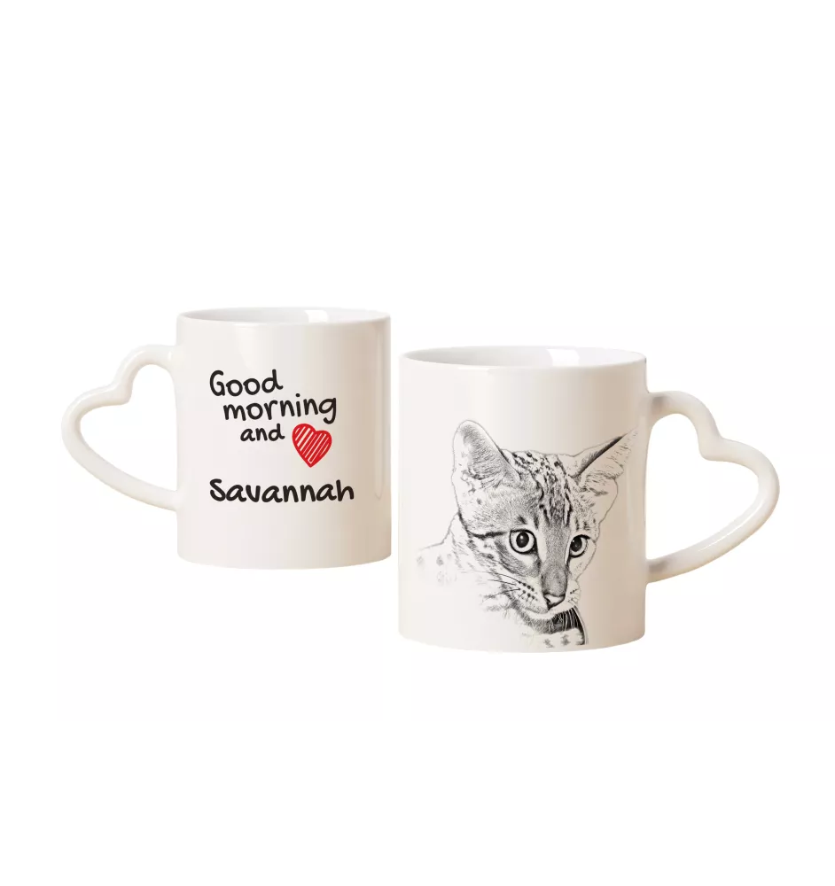 Savanne Tasse mit Katze, entzückende Tasse mit herzförmigem Henkel, universelles Geschenk der Marke Art-Dog