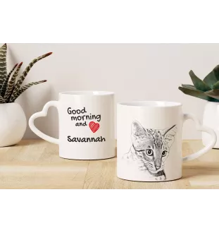 Savannah - cat mug, adorable heart-shaped handle mug, universal gift from Art-Dog brand