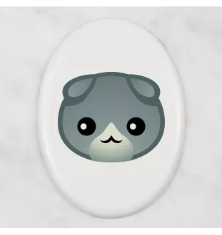 Scottish Fold - ceramic tombstone plaque with graphics and inscription by Art-Dog brand