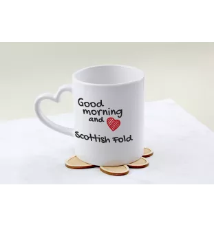 Fold écossais - tasse avec un chat, une tasse adorable avec une anse en forme de cœur, un cadeau universel de la marque Art-Dog