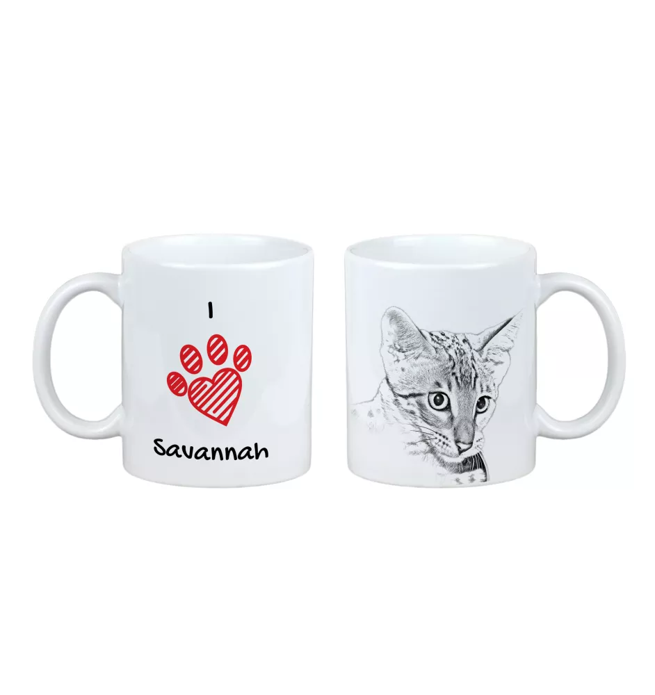 Savannah - tasse avec un chat, une tasse adorable avec une illustration, un cadeau avec votre photo de la marque Art-Dog
