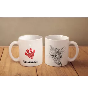 Savannah - cup with a cat, cute cup with graphics, a gift with your photo from the Art-Dog brand