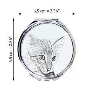 Savannah - pocket mirror with a cat, personalized mirror for a purse, compact mirror with Art-Dog brand print