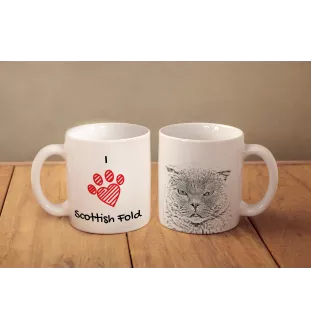 Fold écossais - tasse avec un chat, une tasse adorable avec une illustration, un cadeau avec votre photo de la marque Art-Dog