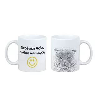 Schottische Falte - Tasse mit Katze, fröhliche Tasse für Hundefreunde, personalisiertes Geschenk der Marke Art-Dog
