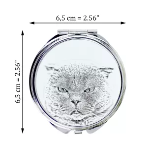 Fold écossais - miroir de poche avec un chat, miroir personnalisé pour sac à main, miroir compact avec impression de la marque Art-Dog