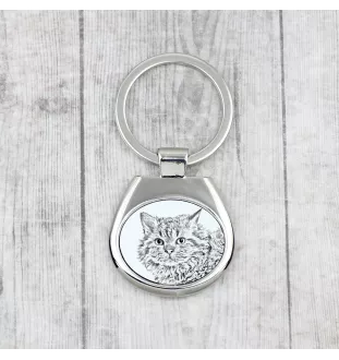 Selkirk Rex Katze Langhaar - Schlüsselanhänger mit Katze, Anhänger mit Aufdruck, personalisierter Anhänger der Marke Art-Dog