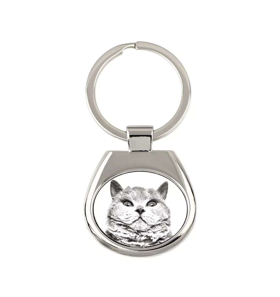 Chat Selkirk Rex à poil court - porte-clés avec un chat, porte-clés imprimé, breloque personnalisée de la marque Art-Dog