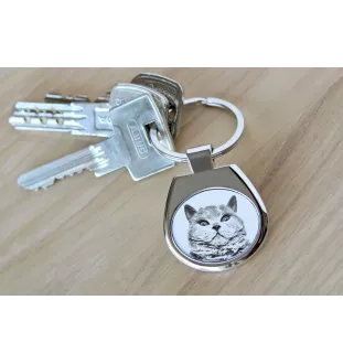 Selkirk Rex Cat Shorthaired - keychain with a cat, keychain with a print, personalized pendant from the Art-Dog brand