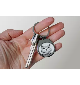 Selkirk Rex Cat Shorthaired - keychain with a cat, keychain with a print, personalized pendant from the Art-Dog brand