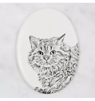 Selkirk Rex Kot długowłosy płyta nagrobna ze zdjęciem kota Art-Dog