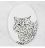 Chat Selkirk Rex à poil long - une plaque commémorative avec une photo de chat, une plaque funéraire avec une impression, une plaque ovale personnalisée de la marque Art-Dog