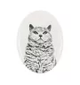 Selkirk Rex Katze Kurzhaar - Gedenktafel mit einem Foto einer Katze, Grabplatte mit Druck, personalisierte ovale Platte der Marke Art-Dog