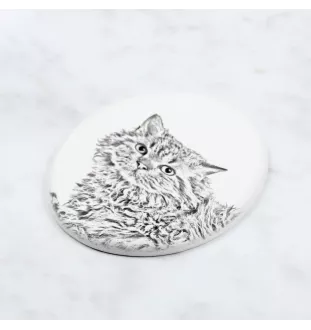 Chat Selkirk Rex à poil long - une plaque commémorative avec une photo de chat, une plaque funéraire avec une impression, une plaque ovale personnalisée de la marque Art-Dog