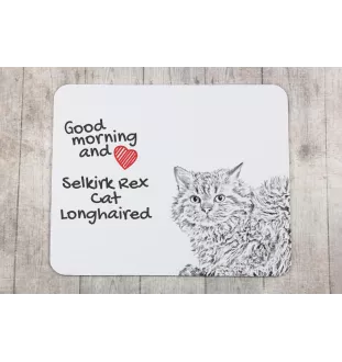 Chat Selkirk Rex à poil long - tapis de souris imprimé, tapis de souris personnalisé avec un chat, un gadget unique pour un employé de bureau de la marque Art-Dog