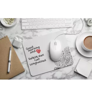 Chat Selkirk Rex à poil long - tapis de souris imprimé, tapis de souris personnalisé avec un chat, un gadget unique pour un employé de bureau de la marque Art-Dog
