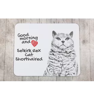 Chat Selkirk Rex à poil court - tapis de souris imprimé, tapis de souris personnalisé avec un chat, un gadget unique pour un employé de bureau de la marque Art-Dog