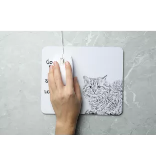Chat Selkirk Rex à poil long - tapis de souris imprimé, tapis de souris personnalisé avec un chat, un gadget unique pour un employé de bureau de la marque Art-Dog