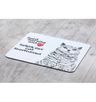 Chat Selkirk Rex à poil court - tapis de souris imprimé, tapis de souris personnalisé avec un chat, un gadget unique pour un employé de bureau de la marque Art-Dog