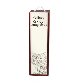 Chat Selkirk Rex à poil long - boîte à vin avec un chat, boîte à alcool avec une illustration, boîte personnalisée pour cadeau de la marque Art-Dog