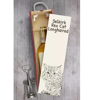 Selkirk Rex Cat Longhaired - wine box with a cat, alcohol box with graphics, personalized gift box from the Art-Dog brand