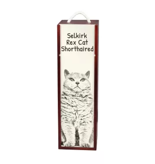 Chat Selkirk Rex à poil court - boîte à vin avec un chat, boîte à alcool avec une illustration, boîte personnalisée pour cadeau de la marque Art-Dog