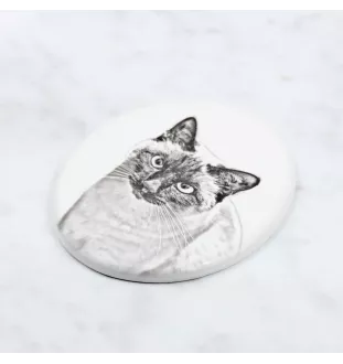 Siam - Gedenktafel mit einem Foto einer Katze, Grabplatte mit Druck, personalisierte ovale Platte der Marke Art-Dog