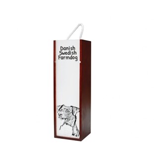 Chien de ferme dano-suédois, Dansk-svensk gårdshund - boîte à vin avec chien, boîte à alcool avec graphisme, boîte cadeau personnalisée de la marque Art-Dog