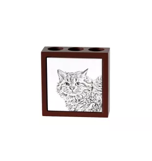 Selkirk Rex Cat Longhaired - pen holder with a cat, desk organizer with a print, personalized desk decoration by Art-Dog brand