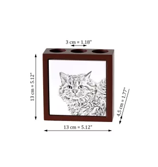 Selkirk Rex Cat Longhaired - pen holder with a cat, desk organizer with a print, personalized desk decoration by Art-Dog brand