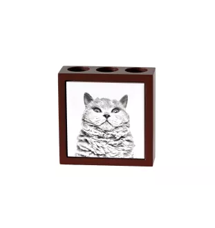 Kot Selkirk Rex krótkowłosy stojak na długopisy z kotem Art-Dog