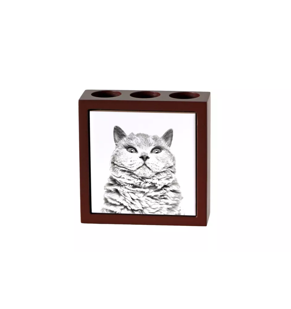 Chat Selkirk Rex à poil court - porte-stylo avec un chat, organiseur de bureau avec impression, décoration de bureau personnalisée de la marque Art-Dog