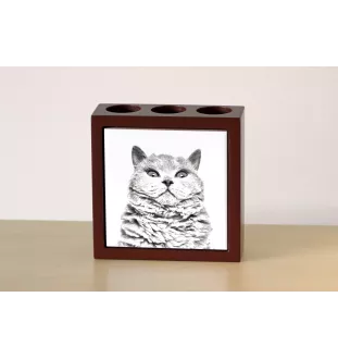 Selkirk Rex Katze Kurzhaar - Stifthalter mit Katze, Schreibtischorganizer mit Aufdruck, personalisierte Schreibtischdekoration von der Marke Art-Dog