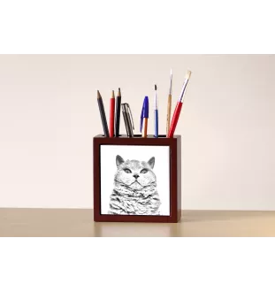 Kot Selkirk Rex krótkowłosy stojak na długopisy z kotem Art-Dog