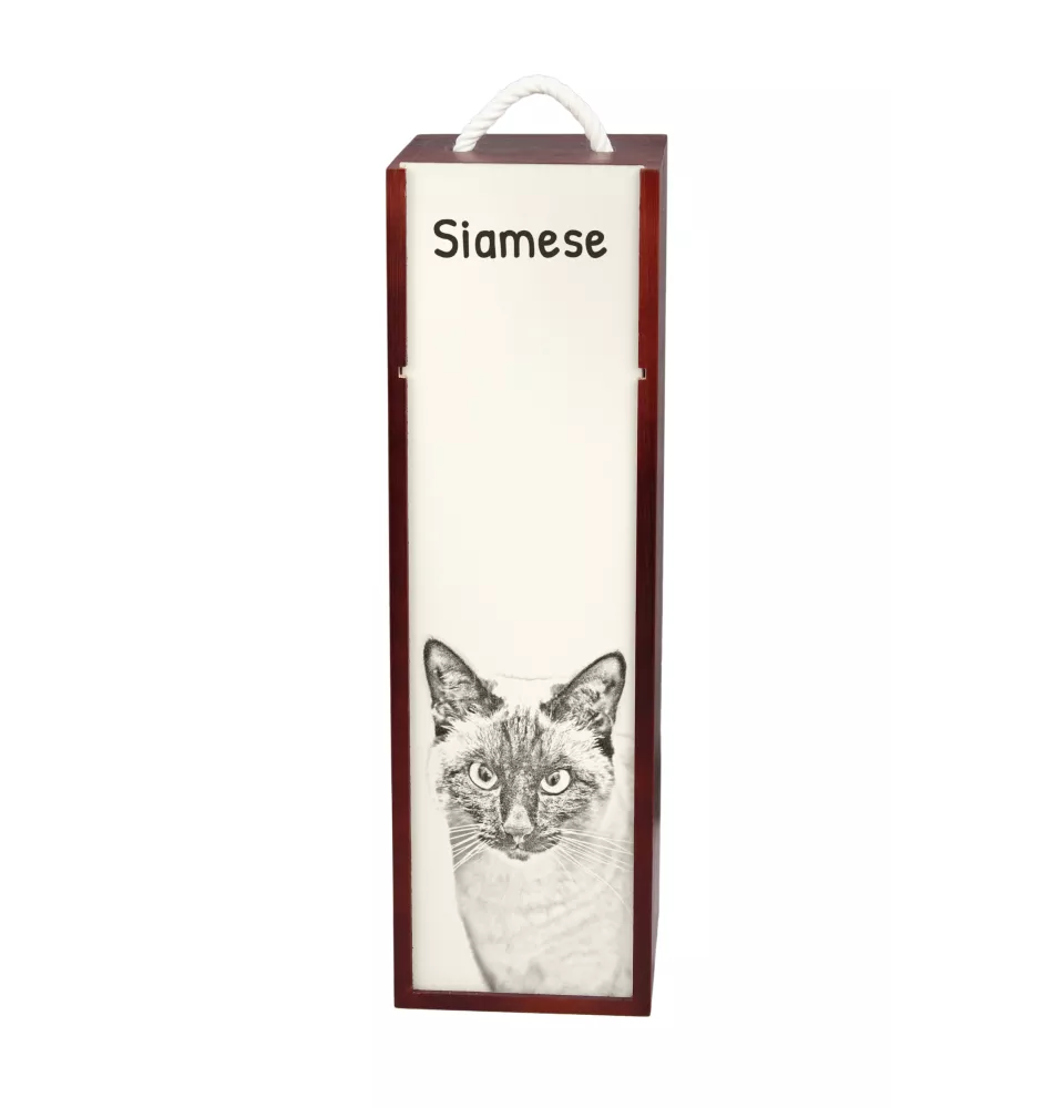Siam - Weinbox mit Katze, Alkoholbox mit Grafik, personalisierte Geschenkbox der Marke Art-Dog