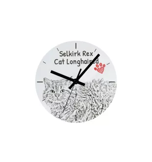 Selkirk Rex Cat Longhaired - wall clock with a cat, shelf clock with a print, personalized home decoration from the Art-Dog brand