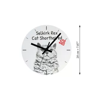 Selkirk Rex Cat Shorthaired - wall clock with a cat, shelf clock with a print, personalized home decoration from the Art-Dog brand