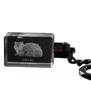 Chat Selkirk Rex à poil long - Pendentif en cristal avec photo de chat, pendentif lumineux, cadeau unique de la marque Art-Dog