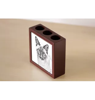 Siamese - pen holder with a cat, desk organizer with a print, personalized desk decoration by Art-Dog brand