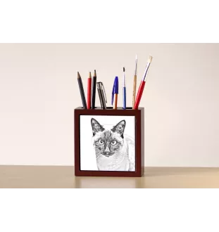 Siamois - porte-stylo avec un chat, organiseur de bureau avec impression, décoration de bureau personnalisée de la marque Art-Dog