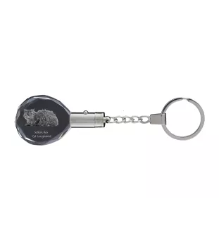 Selkirk Rex Cat Longhaired - Fob with cat photo, crystal key ring in gift box, unique gift by Art-Dog brand
