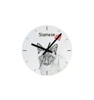 Siamois - horloge murale avec un chat, horloge de table avec impression, décoration personnalisée de la maison de la marque Art-Dog
